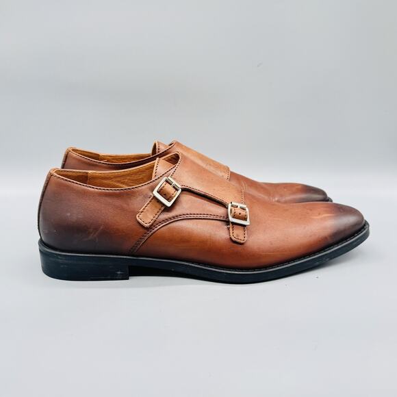 Donald J Pliner Shoes Mens 10.5 Brown Leather Double Monk Strap Dress Classic main image 9